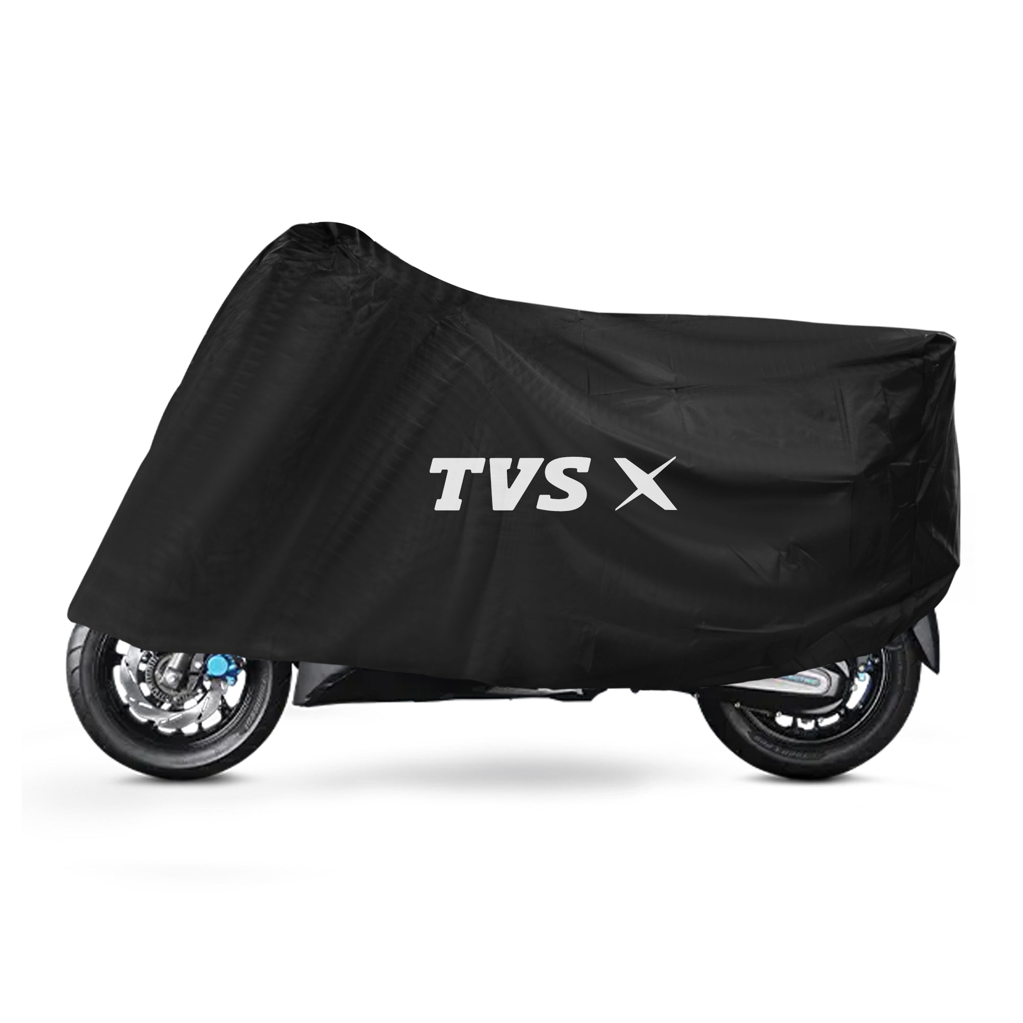 TVS X Vehicle Cover without Mirror Pocket | Rubberised Black | All-Weather Protection
